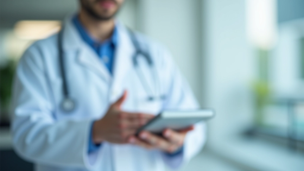 Ārsts baltā medicīniskā halātā izmanto tālo konsultāciju platformu un videozvanu ar pacientu