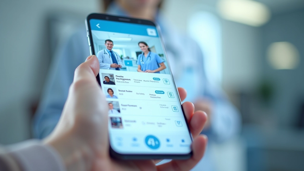 Ekrānā parādīta telemedicīnas platformas interfeiss ar ārstiem, laika nišām un videozvanu pogu